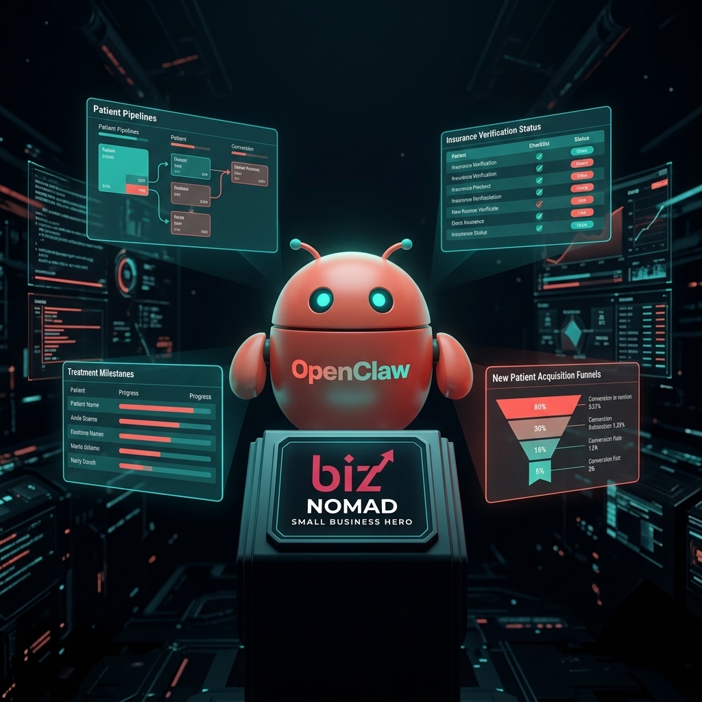 OpenClaw mascot orchestrating orthodontic patient analytics and follow-ups